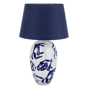 Lampa stołowa ceramiczna biało-granatowa Mattise