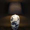 Lampa stołowa ceramiczna biało-granatowa Mattise