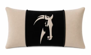 Poduszka welurowa beżowo czarna Horse no2