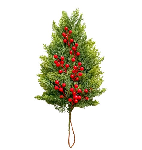 Gałązka sztuczna zawieszka iglak red berries