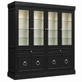 Witryna drewniana czarna 4 drzwiowa przeszklona Vouge – witryna do salonu jadalni gabinetu