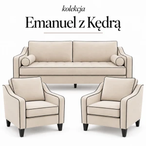 Zestaw wypoczynkowy modern classic – sofa 3-osobowa, rozkładana dwa fotele