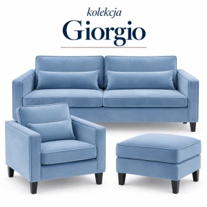 Zestaw wypoczynkowy Hampton Giorgio – sofa 3 osobowa rozkładana, fotel i pufa