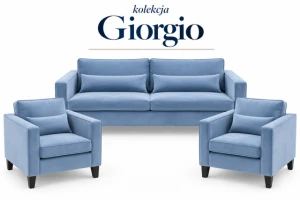 Zestaw wypoczynkowy Hampton Giorgio – sofa 3 osobowa rozkładana, dwa fotele 