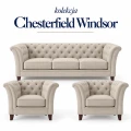 Zestaw wypoczynkowy chesterfield – sofa 3 osobowa, rozkładana dwa fotele