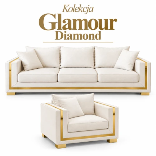 Zestaw wypoczynkowy Glamour– sofa 3 osobowa, rozkładana i fotel