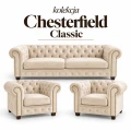 Zestaw wypoczynkowy chesterfield classic – sofa 3 osobowa, rozkładana i fotele