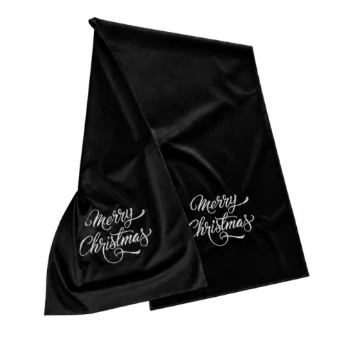 Bieżnik welurowy czarny Merry Christmas 