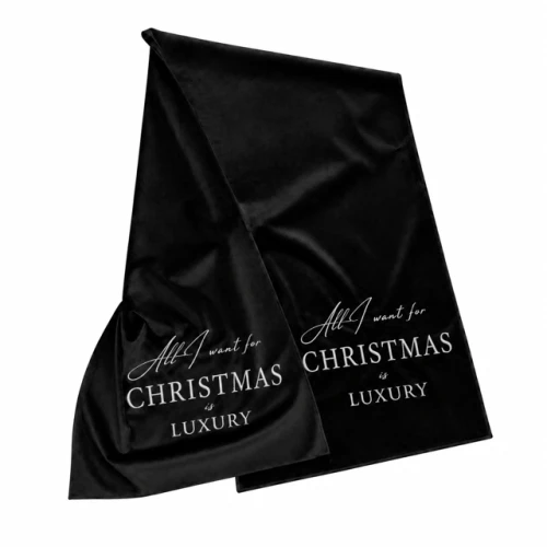 Bieżnik welurowy czarny haft srebrny All I Wants for christmas