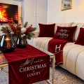 Bieżnik welurowy czerwony  haft srebrny  All I Wants for christmas