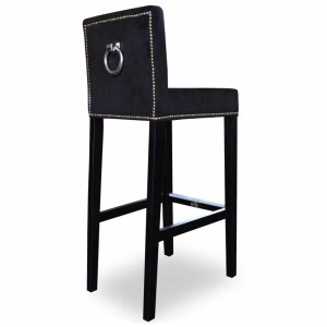 KRZESŁO BAROWE HOKER Z KOŁATKĄ BLACK " GLAMOUR SQUERE "