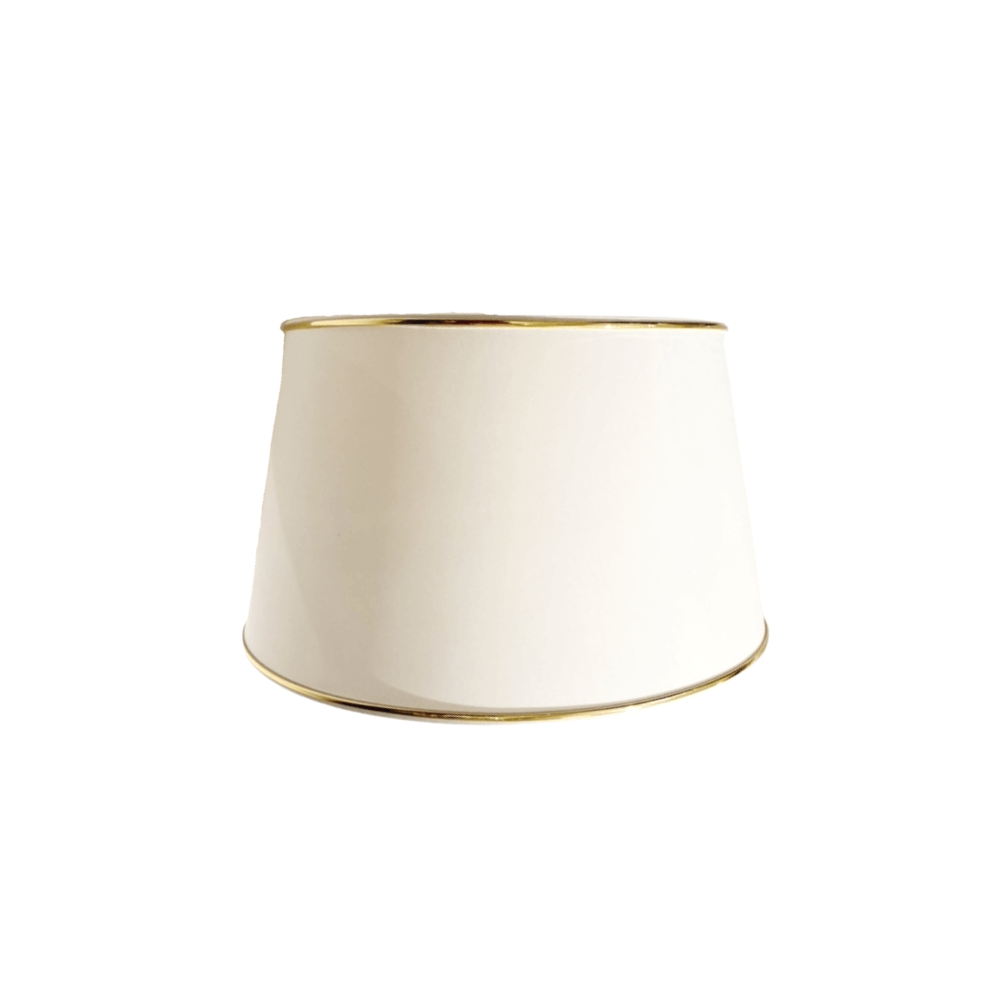 Abażur duży stożek bawełna biały lamówka złota Classic 20cm