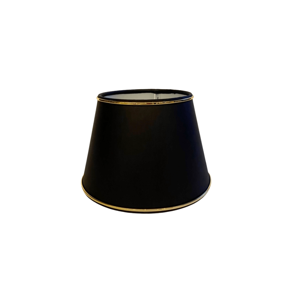 Abażur stożek bawełniany black lamówka złota Glam 14cm
