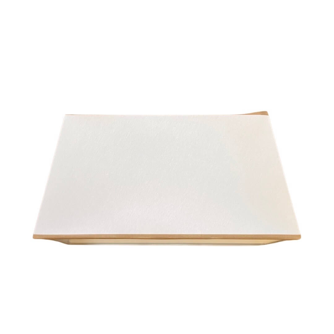 Abażur bawełniany biały lamówka beżowa Coco 33x40x21cm