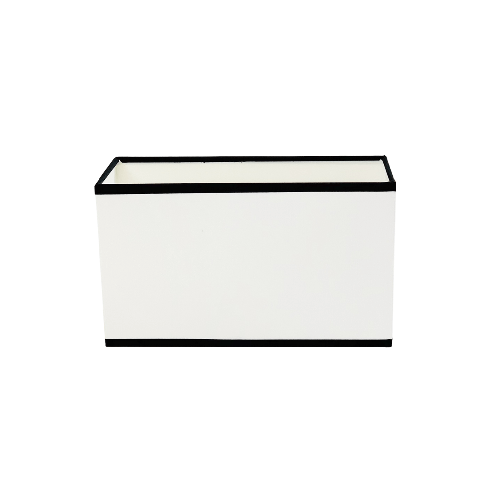 Abażur bawełniany prostokąt biały lamówka czarna Coco Classic 14cm