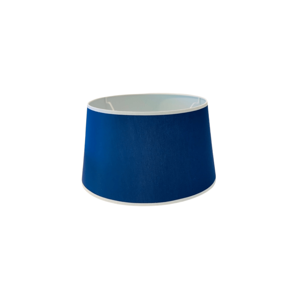 Abażur bawełniany stożek granat lamówka biała HAMPTONS 18CM