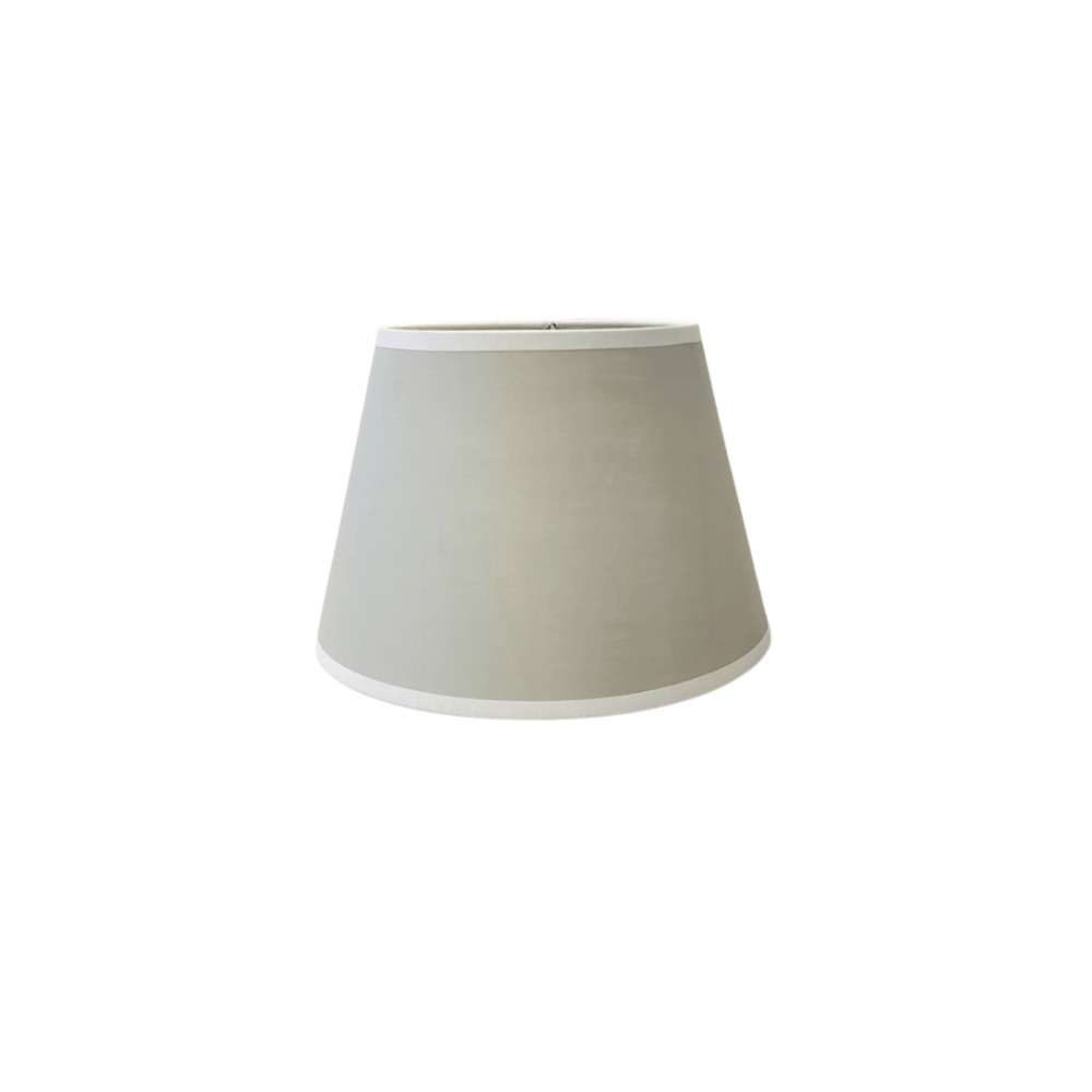 Abażur bawełna szary lamówka biała HAMPTONS 14cm