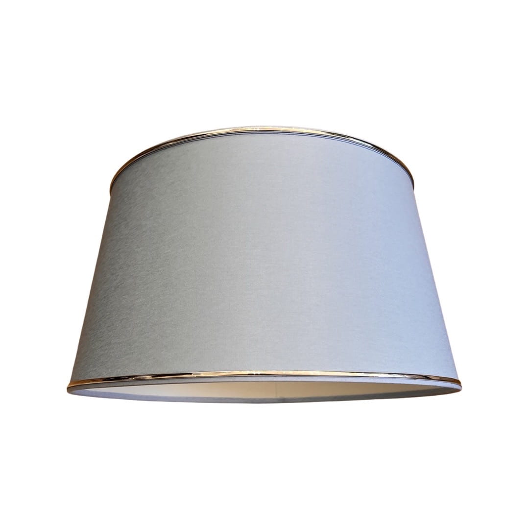 Abażur bawełniany stożek niebieski ze srebrną lamówką Glam 18cm