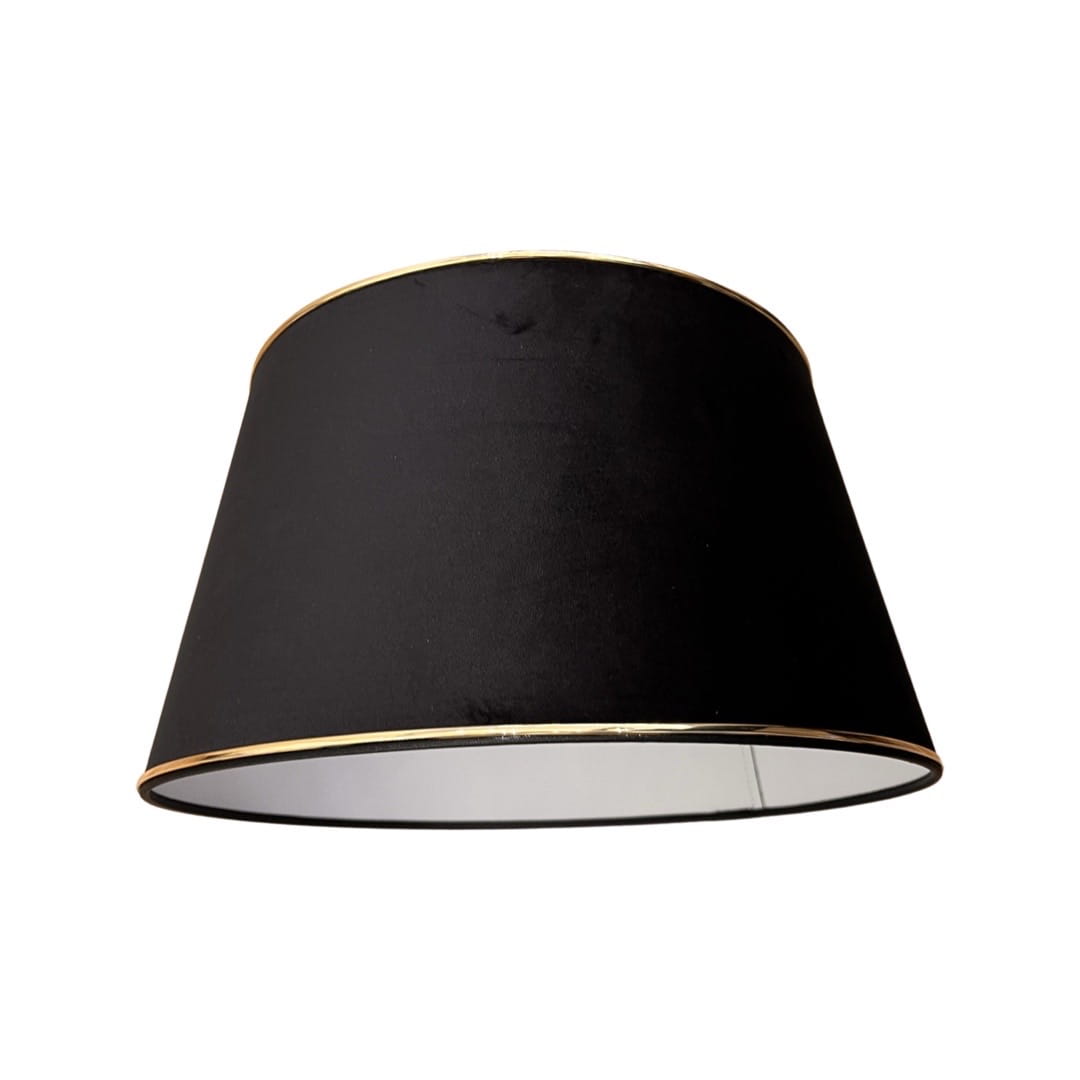 Abażur welurowy duży czarny ze złotą lamówką Roland Black h30cm
